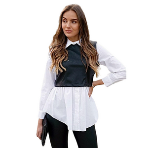 New Collection faux-leather fooler shirt